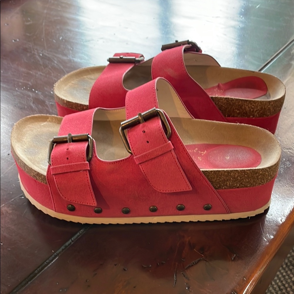 Altered state- Redish pink Birkenstock inspired sandals